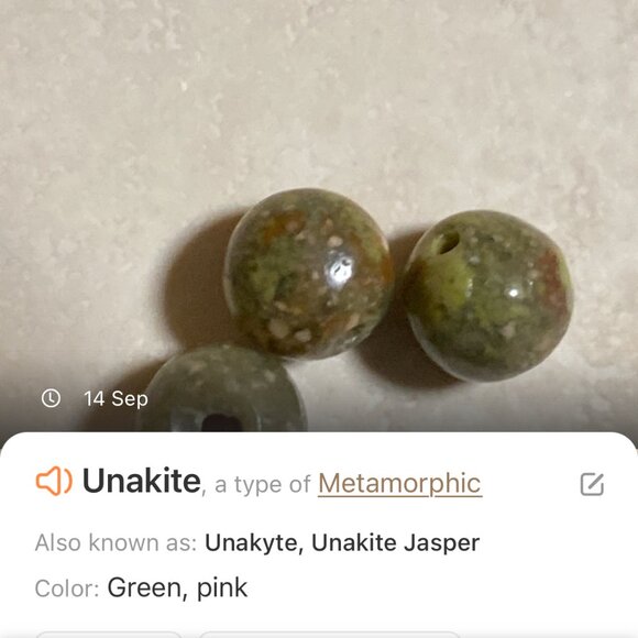 Natural Earthy Unakite Necklace, Cute Bronze Slim Mushroom + Genuine Gemstone - Picture 14 of 15